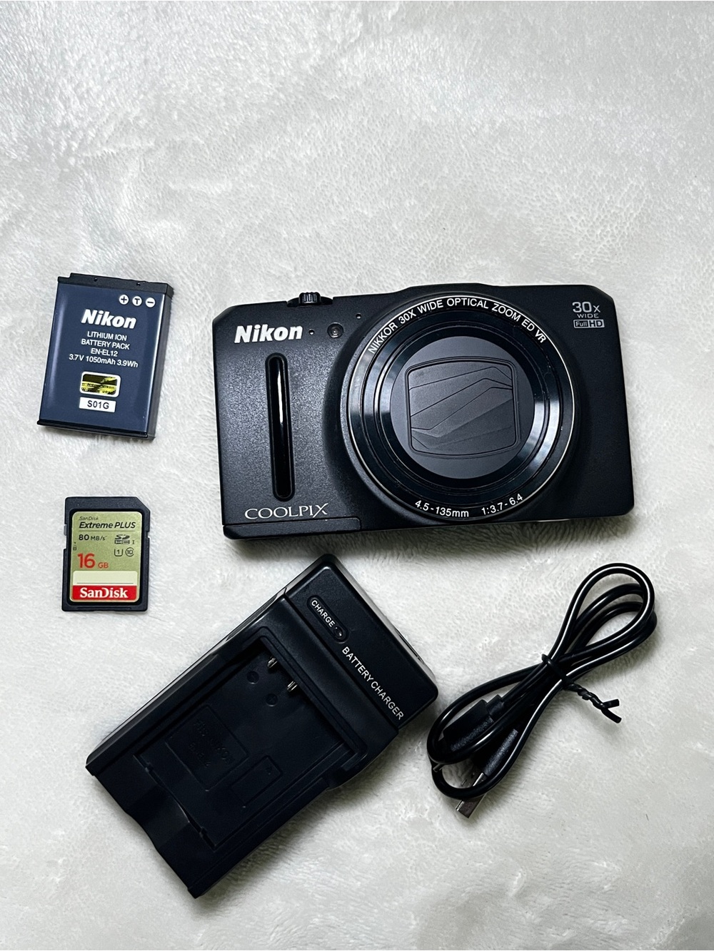 Nikon Coolpix Black Compact Camera with 30x Optical Zoom and Accessories